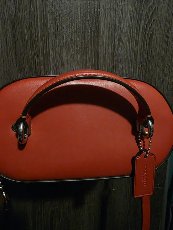 Coach Red Leather Top Handle Crossbody Satchel - Picture 4 of 13